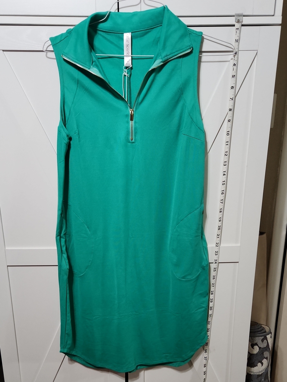 Green Zip Front Resort Wear Dress With Pockets, New W Tags